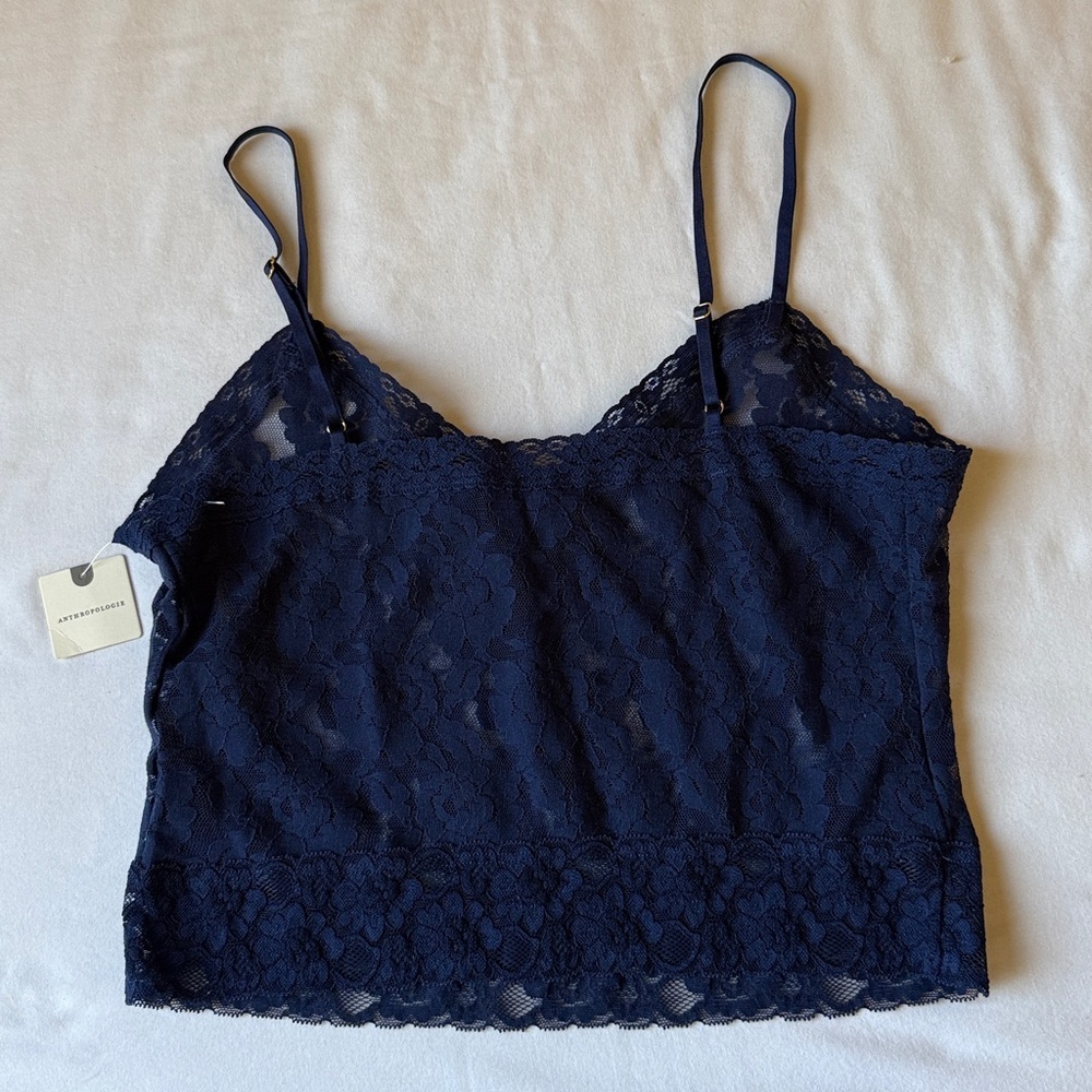 Anthropologie Navy Lace Cropped Cami - Picture 6 of 12
